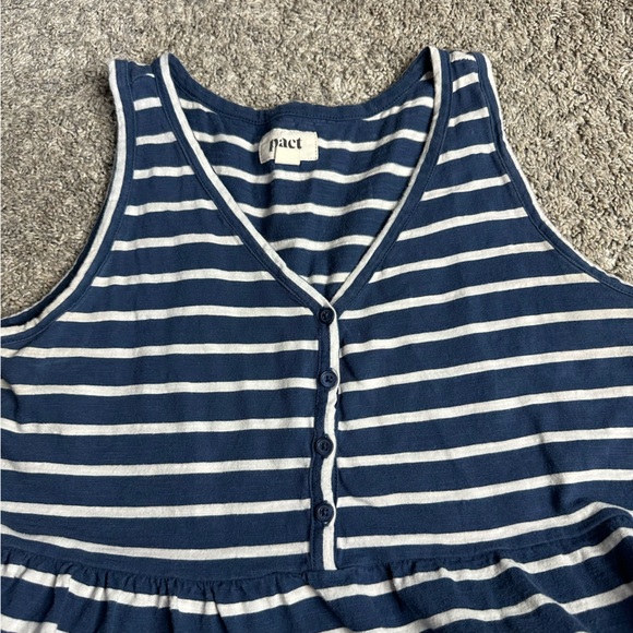 Pact Relaxed Slub Henley Tank Dress Medium Blue stripe organic Cotton coastal - Picture 10 of 15